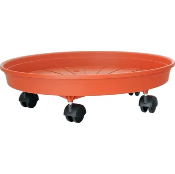 Podmiska Podložka pod kvetináč ICS MARGHERITA 45 cm, okrúhla s kolieskami, terakota