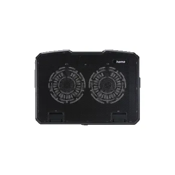 Hama chladicí stojan pro notebook Black Metal, 2 ventilátory, naklápěcí, modré podsvícení, tichý