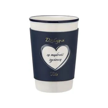 KUBEK STOŻEK NBC 420 ML Z OPASKĄ Z EKOSKÓRY DEK. DZIĘKUJĘ CI TATO COLOR BOX