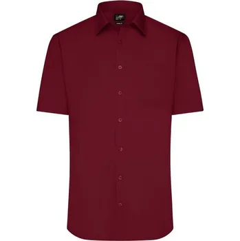 Pánská košile James & Nicholson (Daiber) Pánská košile s krátkým rukávem JN680 - Vínová | XL