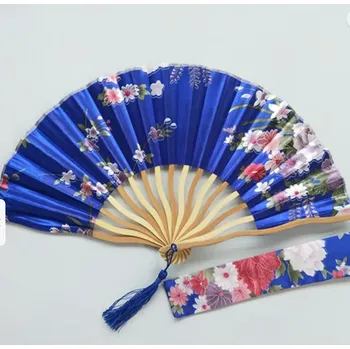 Karnevalový doplněk Flor de Cristal Vějíř z bambusu - modrý