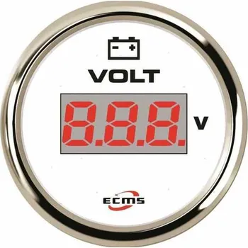 Voltmetr digitální ECMS White Chrom 12/24V