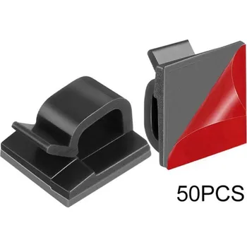 Organizér kabelů Samolepící organizátor kabelů s klipem - 50 ks - černý