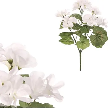 umělá květina Umělé květiny muškáty bílé 36 cm