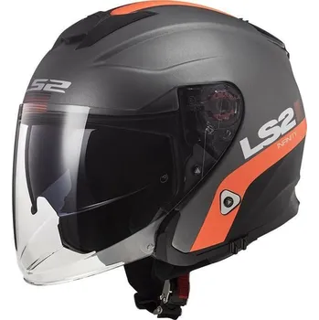 Helma na motorku LS2 OF521 INFINITY SMART MATT TITANIUM ORANGE (305212107) (Velikost: XL) 305212107