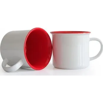 Hrnek pro potisk - 250 ml, bílý, červený vnitřek