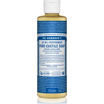 Mýdlo Dr. Bronner’s Peppermint tekuté univerzální mýdlo 240 ml