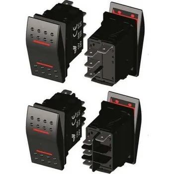 vypínač MTM Voděodolný přepínač IP68 červená LED-2 barva: červená, Funkce: (ON)-OFF-(ON)
