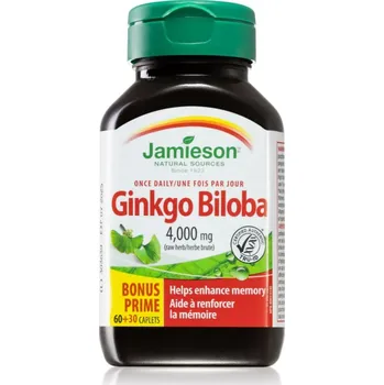 Lék na srdce, cévy a krev Jamieson Ginkgo Biloba 4,000 mg kapsle pro podporu krevního oběhu a kognitivních funkcí 90 cps