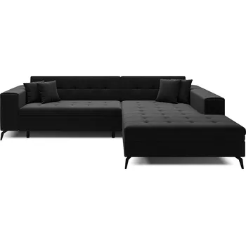 Sedací souprava Rohová rozkládací sedací souprava SOLANGE 292 cm Mat Velvet 99 černá pravá