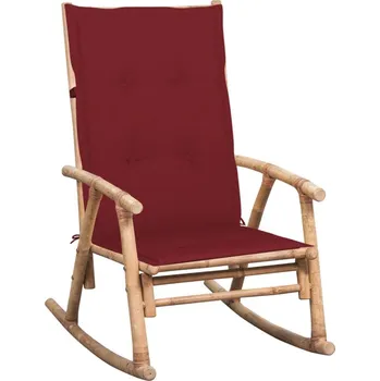 vidaXL Houpací křeslo s poduškou bambus [3063903] Barva: vínová červená