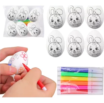 LEAN Toys 21342 vajíčka na malování velikonoční se zajíčkovým vzorem 6 ks