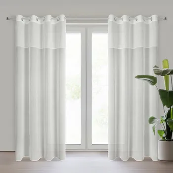 Závěs AGIS z etamínu zdobený pruhem moherové nitě 140 x 250 cm