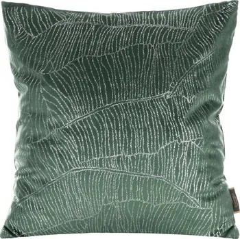Sametový povlak na polštář se stříbrným motivem listů banánovníku
