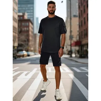 Dstreet Poutavý pánský komplet s kapsami v černé barvě