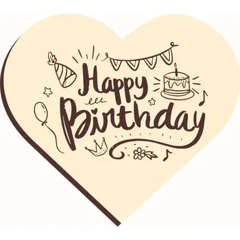 Jedlá dekorace na dort Dortisimo Bombasei čokoládová dekorace bílá Srdíčko Happy Birthday (6 ks)