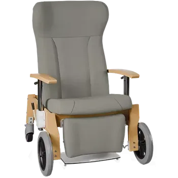 Sedací souprava GAVOTA F2-2-V pečovatelské křeslo, mobilní, s polohováním obsluhou, opěrák comfort, výškově stavitelné područky, dřevěný rám, látka šedá