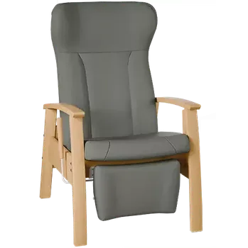Sedací souprava GAVOTA C2-2-P pečovatelské křeslo, pevné, s polohováním obsluhou, opěrák comfort, pevné područky, dřevěný rám, koženka šedá