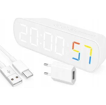 Hodiny LED hodiny s budíkem, 12/24h zobrazení, teploměr + síťová nabíječka