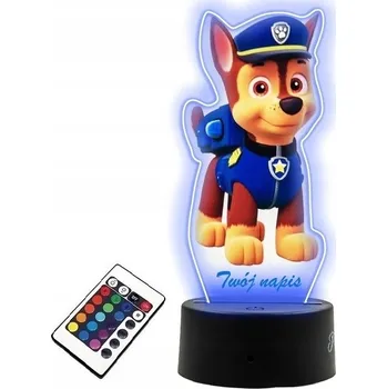 Lampička LAMPKA NA SKLE Pohádka Tlapková patrola Chase 3D LED RGB + DÁLKOVÝ OVLADAČ 16 BAREV