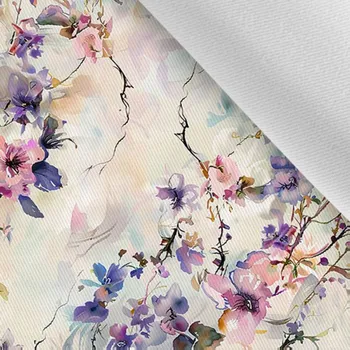 Látka gabardén light květiny světlé 4