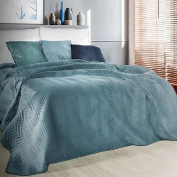 Přehoz na postel SOFIA z měkkého a matného sametu prošívaný do vzoru rybí kosti