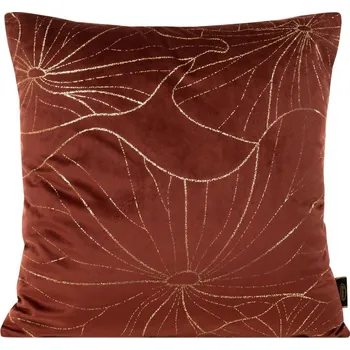 Sametový povlak na polštář BLINK 25 s jemnými světlezlatými listy leknínu