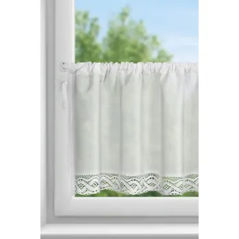 Záclonka VINCE z látky s převahou bavlny zdobená krajkou 150 x 60 cm