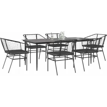 Zahradní sestava vidaXL 7dílný zahradní jídelní set s poduškami polyratan sklo [3334504] Barva: Černá