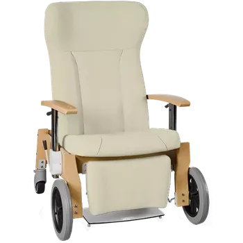 Sedací souprava GAVOTA F2-2-V pečovatelské křeslo, mobilní, s polohováním obsluhou, opěrák comfort, výškově stavitelné područky, dřevěný rám, látka béžová