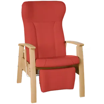 Sedací souprava GAVOTA C2-2-P pečovatelské křeslo, pevné, s polohováním obsluhou, opěrák comfort, pevné područky, dřevěný rám, koženka červená