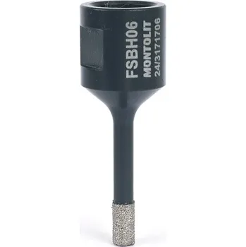 Vrták Montolit Mondrillo Black, diamantová korunka na vrtání děr za sucha i mokra do tvrdé keramiky, slinuté dlažby, žuly, mramoru FSBH06