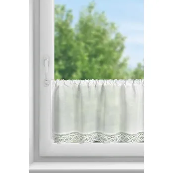 Takoy záclonka VINCE z matné látky s krajkou bílá 150 x 40 cm