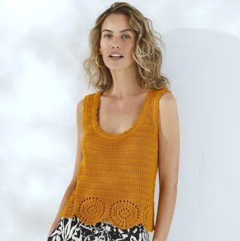 Dámské tričko Top s háčkovaným efektem šafránová 50