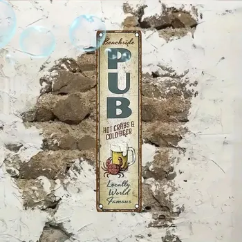 Plechová cedule BAF Kovová cedule Horký krab, studené pívo 40 x 10 cm