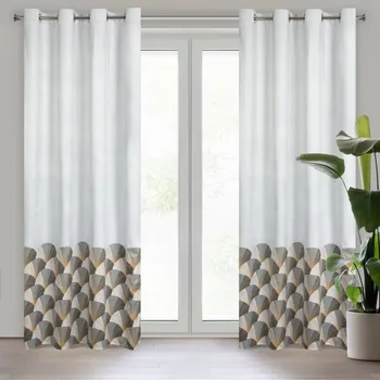 DESIGN 91 Sametový závěs GINA s potiskem vějířů