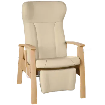 Sedací souprava GAVOTA C2-2-P pečovatelské křeslo, pevné, s polohováním obsluhou, opěrák comfort, pevné područky, dřevěný rám, koženka béžová
