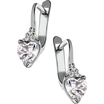 Náušnice Zlaton Náušnice bílé zlato srdce se zirkony visací 2cm 3.9g 000622301257