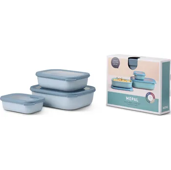 Dóza na potraviny Mepal Set misek Cirqula Rectangular Nordic Blue 0,5 l + 1 l + 2 l