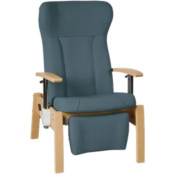 Sedací souprava GAVOTA C2-2-V pečovatelské křeslo, pevné, s polohováním obsluhou, opěrák comfort, výškově stavitelné područky, dřevěný rám, látka modrá