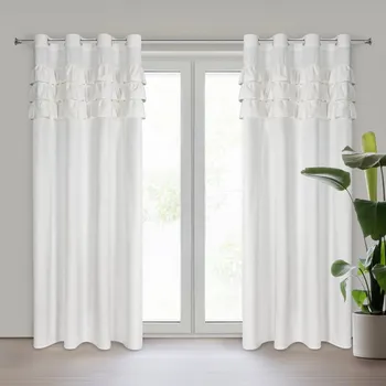 Hotový závěs SAMI z veluru zdobený pruhem s kamínky a jemnými volány 140 x 250 cm