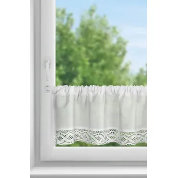 Záclonka VINCE z látky s převahou bavlny zdobená krajkou 150 x 30 cm