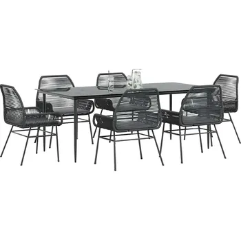 Zahradní sestava vidaXL 7dílný zahradní jídelní set s poduškami polyratan sklo [3334469] Barva: Černá