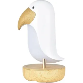 Noční světlo Rabbit & Friends Lampička ptáček s reproduktorem | Bílá