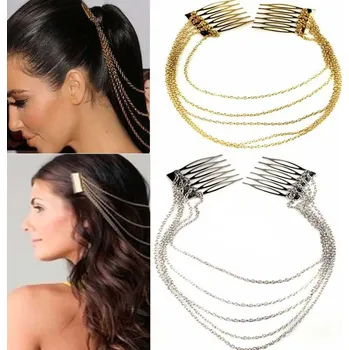 Ozdoba do vlasů Řetízky do vlasů - ozdoba výběr barev - zlatá barva