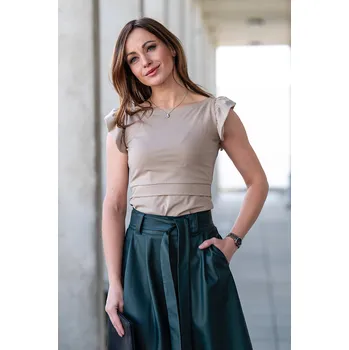 Krásná mamka Kojicí tričko volánky BAVLNA cappuccino Velikost: L