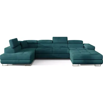 Sedací souprava Rohová rozkládací sedací souprava RODRIGO 345 cm Mat Velvet 75 zelená levá