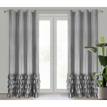 Závěs CARLI z veluru, zdobený volány a třpytivým pruhem krystalků 140 x 250 cm