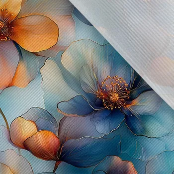 Šatovka / látka na šaty lesklá průhledné květiny Welly