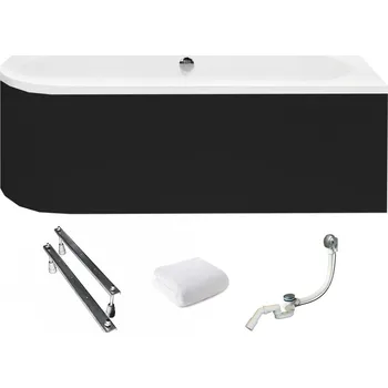 Vana Asymetrická akrylátová vana Besco Avita, odtok uprostřed, 180 x 80 cm